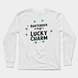 St. Patrick's Day Shamrock Clover Bartender Lucky Charm Long Sleeve T-Shirt